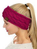C.C Soft Stretch Winter Warm Cable Knit Fuzzy Lined Ear Warmer Headband