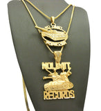 No Limit Forever & No Limit Records Tank Pendant Set w/ 2mm 24" & 30" Box Chain Necklaces in Gold-Tone