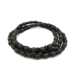8mm 30" Wood Bead & Black Glass Bead Hip-Hop Necklace