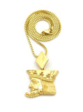 Polished Poker King pendant w/2mm 24" Box Chain Necklace