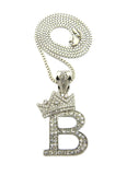 Tilted Crown on Initial B Pendant w/ 24" Chain Necklace