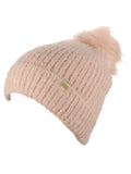 D&Y Super Soft Feathered Faux Fur Pom Cuffed Knit Beanie