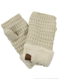 C.C Women's Warm Knit Fingerless Half Finger Fleece Lined Winter Gloves
