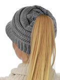 D&Y Versatile Ponyflo Messy High Bun Ponytail Metallic Thread Visor Beanie Cap