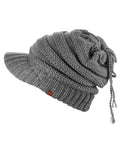 D&Y Versatile Ponyflo Messy High Bun Ponytail Metallic Thread Visor Beanie Cap