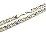 Hip-Hop Style Unisex Sapphire Blue Stone Stud 11mm 36" Cuban Chain Necklace