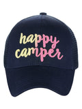 C.C Ponycap Color Changing Embroidered Quote Adjustable Trucker Baseball Cap, Happy Camper