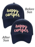 C.C Ponycap Color Changing Embroidered Quote Adjustable Trucker Baseball Cap, Happy Camper