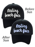 C.C Ponycap Color Changing Embroidered Quote Adjustable Trucker Baseball Cap, Resting Beach Face