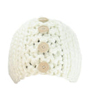 NYfashion101 Wood Button Accent Handmade Big Loop Winter Knit Beanie Hat