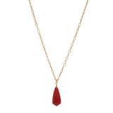 Women's Smooth Briolette Stone Dangle Pendant with 17" Link Chain Necklace