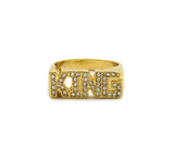 Stone Stud KING Gold-Tone Hip-Hop Fashion Ring