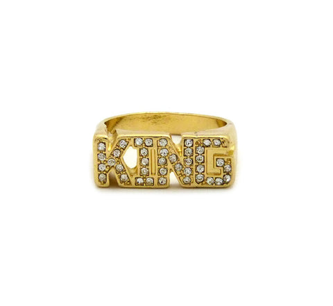 Stone Stud KING Gold-Tone Hip-Hop Fashion Ring