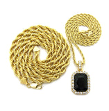 Colored Gemstone Pendant with 3mm 24" Rope Chain and 6mm 30" Rope Chain Necklace in Gold-Tone