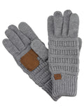 C.C Unisex Cable Knit Inner Lined Anti-Slip Touchscreen Texting Gloves