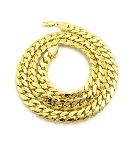 Gold-Tone 11mm Miami Cuban Chain Necklace w/ Lobster Clasp