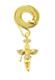 Stone Stud Baby Halo Angel Pendant w/ Chain Necklace