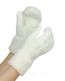 NYfashion101 Exclusive Winter Warm Sherpa Lined Cable Knit Cuff Mitten