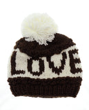 NYfashion101 Two Tone Handmade Love Knitted Short Pom Pom Beanie Hat