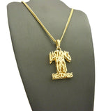 Polished Hollow Layered Last Kings Record Label Pendant w/ Chain Necklace