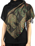 NYFASHION101 Women's Large Soft Embroidered Elephant Scarf Shawl Wrap