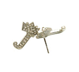Stone Stud Tilted Crown Initial Pierced Earrings, J/Silver-Tone