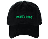 D&Y St. Patrick's Day Embroidered Quote Lucky Clover Low Profile Baseball Cap, Kiss Me I'm Irish