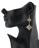 Women's Dual Kite Stone Stud Dangle Pierced Earrings, Gold-Tone