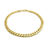 Women's 6mm 10" Concave Cuban Chain Anklet in Gold-Tone