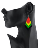 Women's Geometric Layered Shape Wood Dangle Pierced Earrings, Chevron