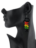 Women's Afrocentric African Text Wood Dangle Pierced Earrings, Queen