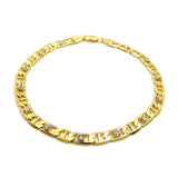 Women's 6mm 10" Iced Out Mariner Chain Anklet in Gold-Tone