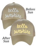 C.C Ponycap Color Changing Embroidered Quote Adjustable Trucker Baseball Cap, Hello Sunshine