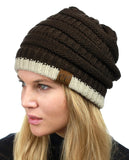 Trendy Warm Chunky Soft Stretch Cable Knit Beanie Skully