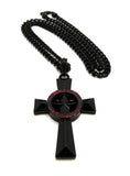 Polished Veritas Aequitas Pendant 5mm Black Cuban Chain Necklace, Black