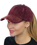 Ponyflo Ponytail Messy High Bun Distressed Adjustable Cotton Baseball Cap