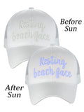 C.C Ponycap Color Changing Embroidered Quote Adjustable Trucker Baseball Cap, Resting Beach Face