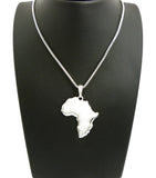 Polished Africa Continent Pendant with 2mm 24" Box Chain Necklace, Silver-Tone