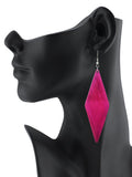 Women's Wooden Elongated Diamond Shape Dangle Pierced Earrings