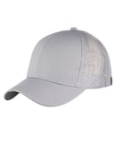 C.C Ponycap Messy High Bun Ponytail Adjustable Mesh Trucker Baseball Cap Hat, Light Gray
