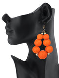 Women's Wooden Ball Bead Hoop Dangle Pierced Earrings, Color
