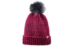 D&Y Warm Knit Chenille Cuffed Style Beanie with Cute Faux Fur Pom