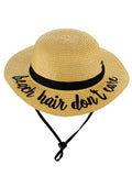 C.C Children's Weaved Crushable Beach Embroidered Quote Flop Brim Sun Hat