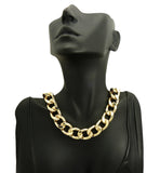 Women's Hip Hop Rapper's style 15mm Cuban Chain Necklace in Gold-Tone, 18"