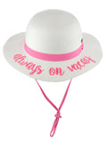 C.C Children's Weaved Crushable Beach Embroidered Quote Flop Brim Sun Hat