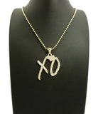 Stone Stud XO Heart Pendant with 3mm Ball Chain Necklace in Gold-Tone, 27"