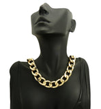 Women's Hip Hop Rapper's style 15mm Cuban Chain Necklace in Gold-Tone, 24"