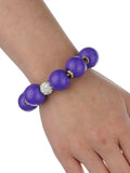 Women's Wood Round Ball Shamballa Fashion Stretch Bracelet, Purple