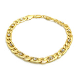 Women's 8mm 10" Iced Out Figaro Chain Anklet in Gold-Tone