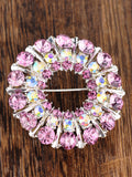 NYFASHION101 Elegant Formal Multi Size Rhinestone Studded Round Brooch Pin, AMethyst/Silver-Tone